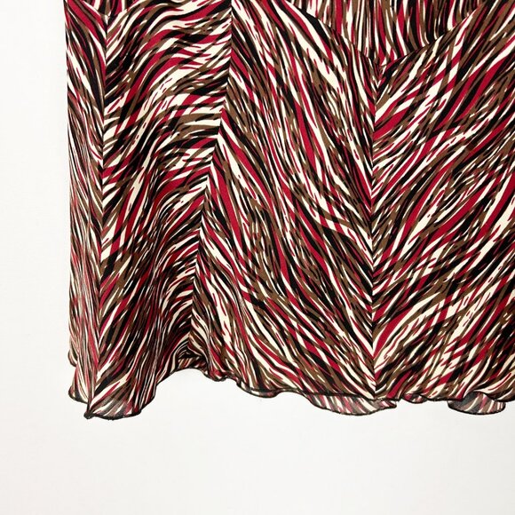 Y2K Alfani Silk Lettuce Hem Skirt Fall Abstract Pattern Size 12 Women's - Picture 3 of 5